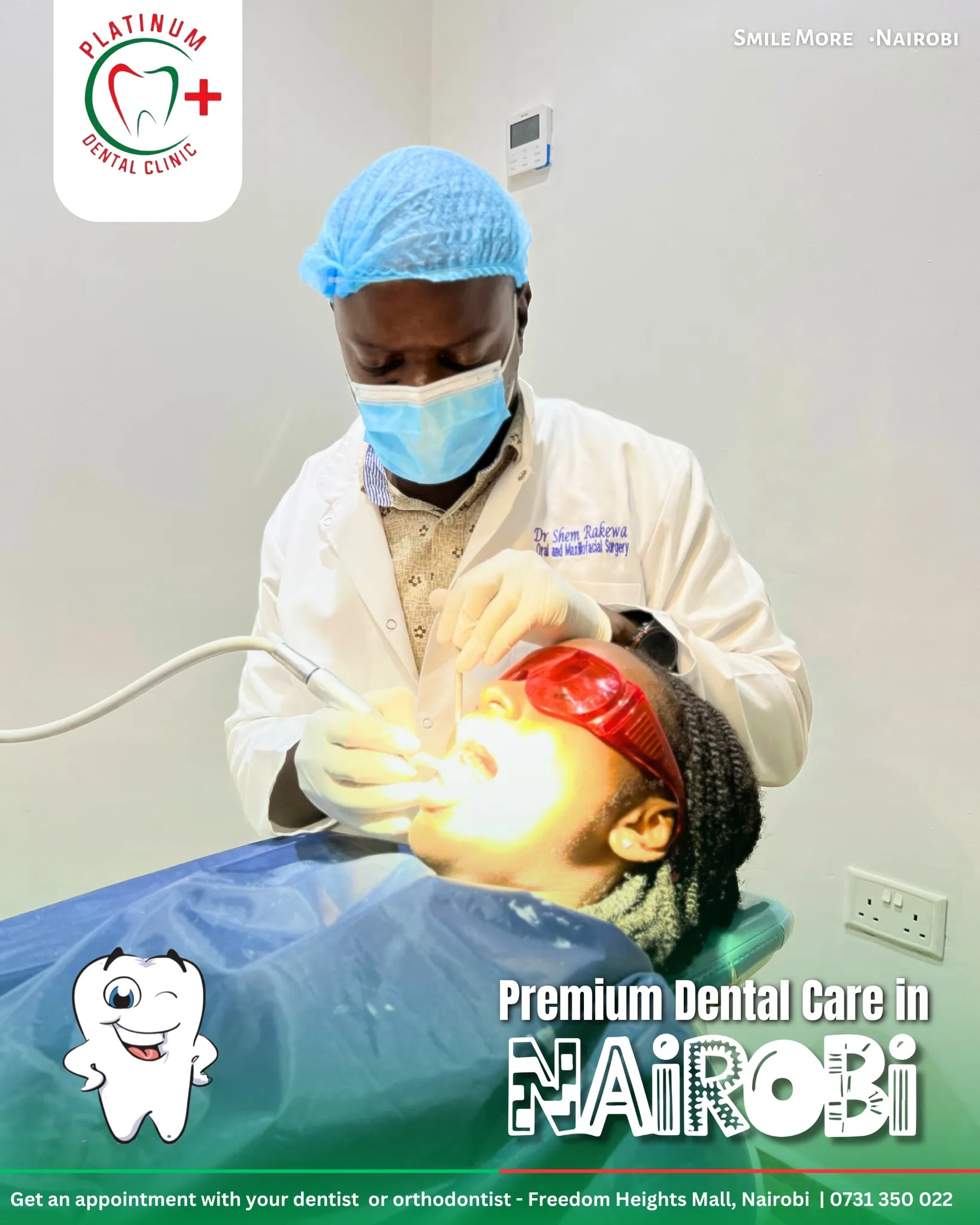 Dentist providing dental care at Platinum Dental Clinic Nairobi